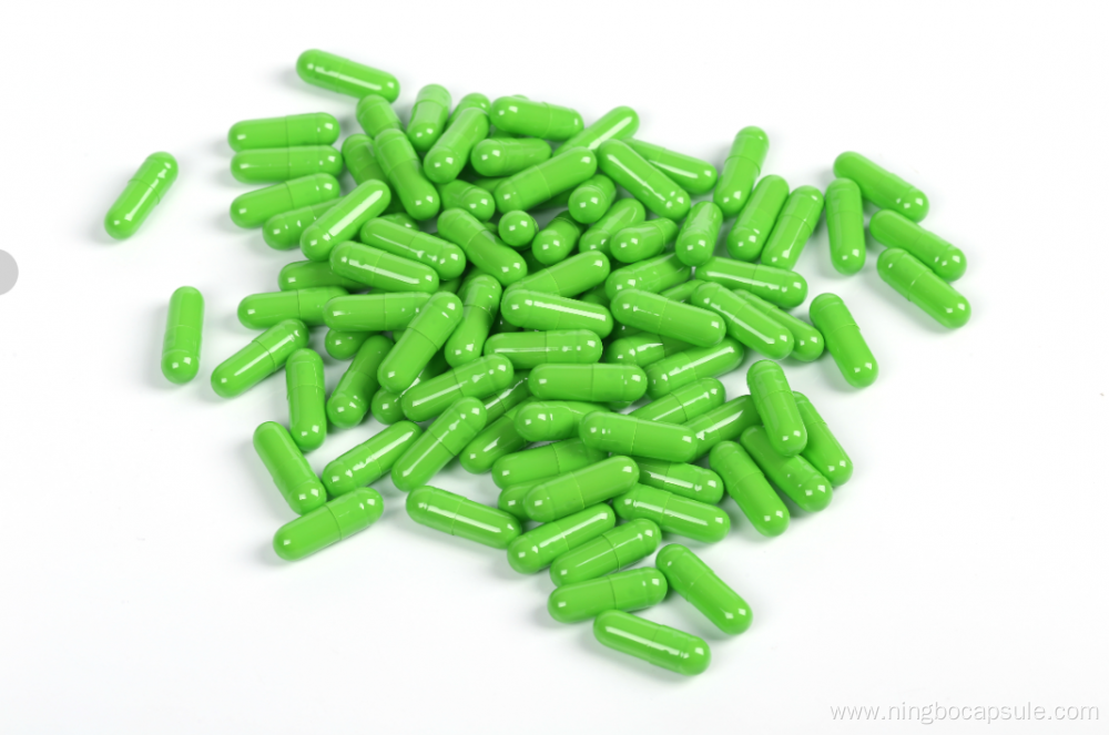 Size 00 green gelatin capsule shell