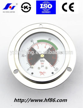 Medical oxygen pressure gauge with single scale