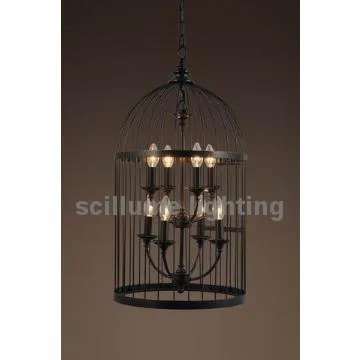 medium size black birdcage iron chandelier