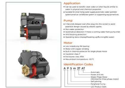 LEO High Pressure Automatic House Water Pump - Self Priming Peripheral Pump