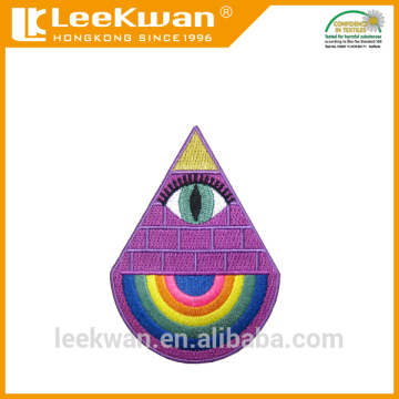 100% embroidery rainbow patch with iron-on backing