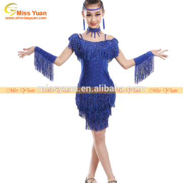 Kids sequins tassels cheap chinese sexy modern lyrical Latin dance costume