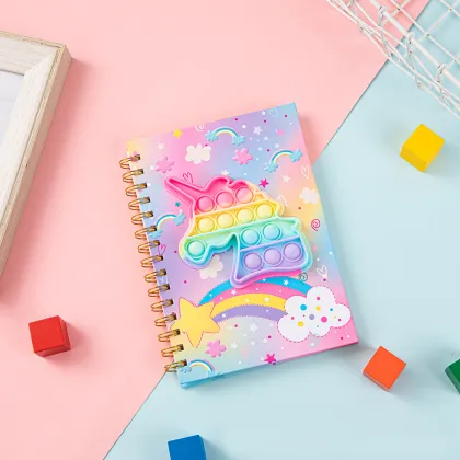 Personalized Silicone Pop It Notebook with Unicorn Cartoon Design: A Stylish Stress Relief Tool for Students