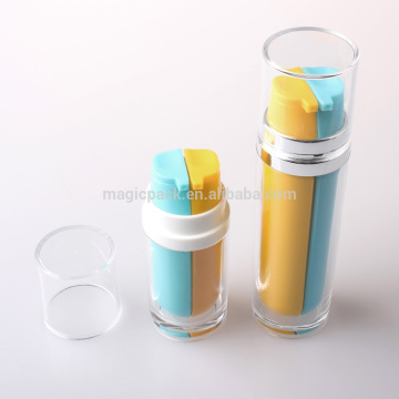 20ml 40ml clear cosmetic packaging day and night cream acrylic twin neck bottle