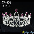 Chapado en oro de coronas de Reina de belleza púrpura rhinestone Tiaras