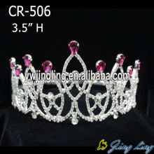 Rhinestone Purple Beauty Queen Crowns Gold Plated Tiaras