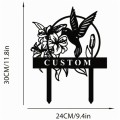 Czarna metalowa wtyczka ogrodowa z motywem kwiatowym