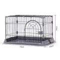 Jaula plegable de alambre de hierro para perros, puerta bloqueable, bandeja de plástico, perrera Rectangular pintada para viajes en interiores y exteriores