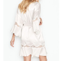 Customizable Ruffled Lace Robe with Belt