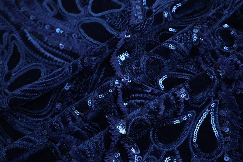Sequins Velvet Embroidery Fabric