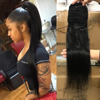 the best selling brazilian human hair straight drawstring ponytails human hair,straight ponytails human hair extension