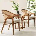 Silla de comedor clásica moderna con respaldo de ratán contemporáneo