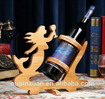Mermaid Wine carrier , space saving bamboo wine rack ,