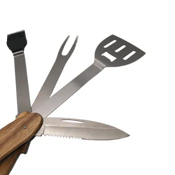 Wooden 5-in-1 Multi-Functional Detachable BBQ Tool