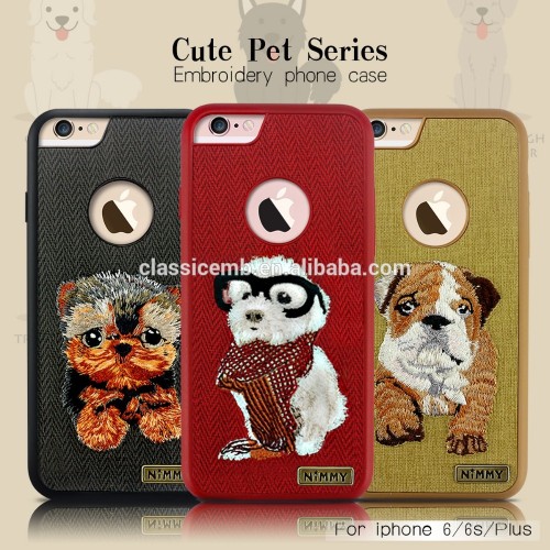 Latest embroidery TPU phone case for iphone6 /6s wtih cute pet designs