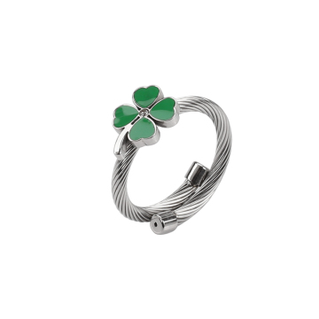 Lucky Wedding Ring: Simple Stainless Steel Fashion Engagement Ring for Women