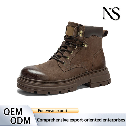 Botas de trabalho masculinas de camurça com sola grossa