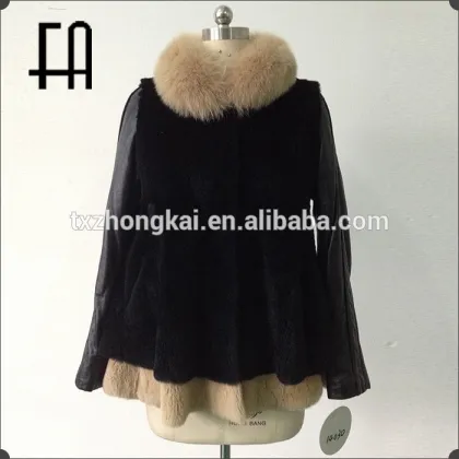 Factory direct wholesale price fashion korean style rabbit fur coat/rabbit fur garment
