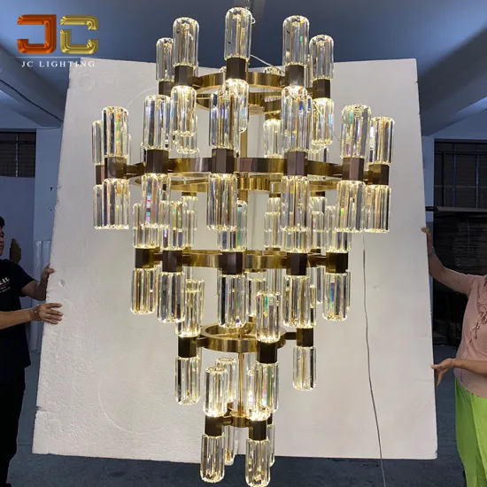 Modern Luxury Gold Crystal Chandelier for Double Ceiling Lobby
