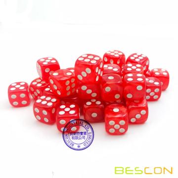 Bescon 12mm 6 caras Dice 36 en Brick Box, 12 mm Six Sided Die (36) Bloque de dados, Marble Red