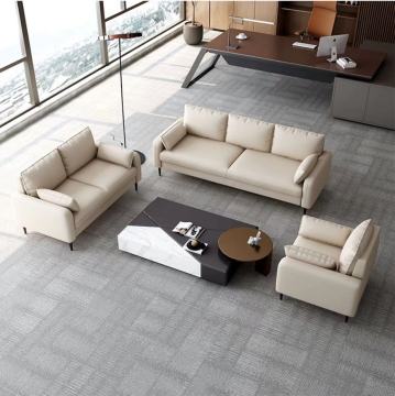 Divano di divano per ufficio sezionale moderno in pelle beige per uffici CEO di alta qualità