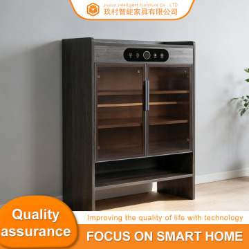 Walnut-colored Glass-door Large-capacity Shoe Cabinet