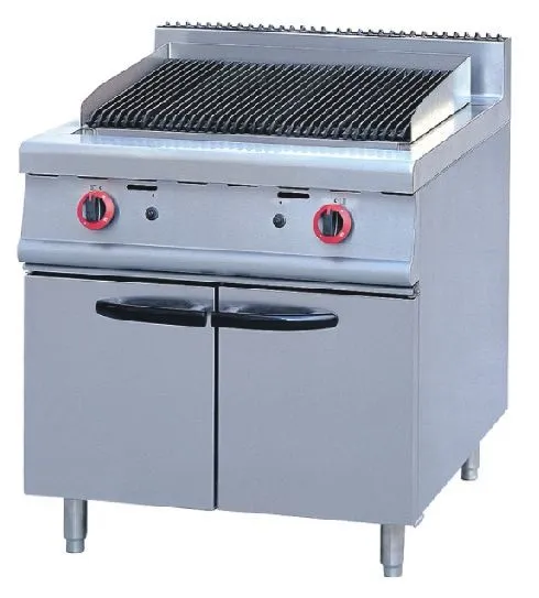 Lava rock grill with cabinet