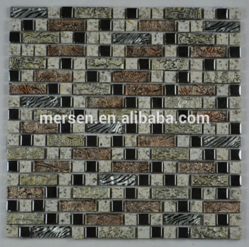 glass mix resin mosaic tiles for kitchen wall