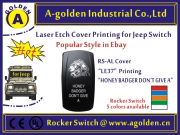 HOT cover! Carling Style 12V/ 24V LED Rocker Switch T85 15A Waterproof Cover "L" type new HONEY BADGER DON'T GIVE A writing