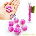 Bescon Mini Gemini Two Tone polyedrischen RPG Würfel Set 10MM, kleine Mini RPG Rollenspiel Würfel Set D4-D20 in Tube, Pink Blossom