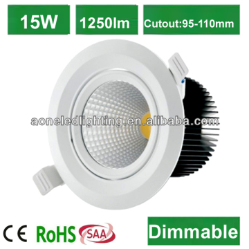 2014 best selling high quality 80lm/w 15w led downlight