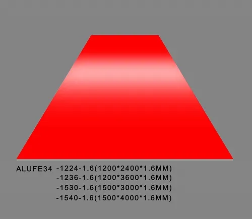 Glossy Red Aluminum Sheet Plate 1.6mmThick 5052 H32