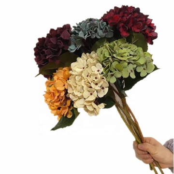 Silk Oil Painting Effect Hydrangea Flower Branches for Wedding Decorations