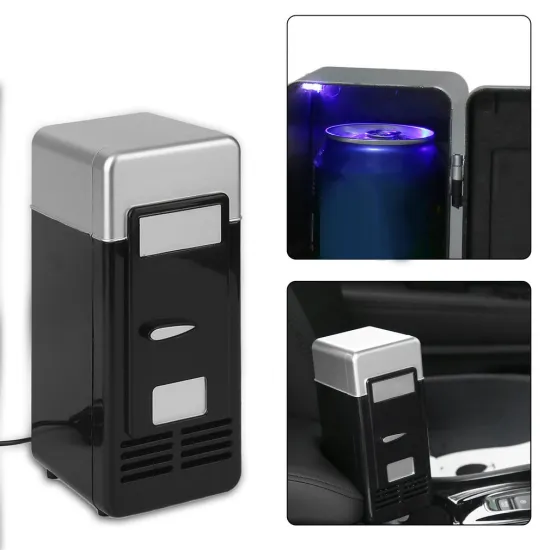 New Black ABS 5V 10W USB 19.4x9x9cm Car Mini Fridge Car Portable Drink Cooler Boat Travel Cosmetic Fridge High Quality