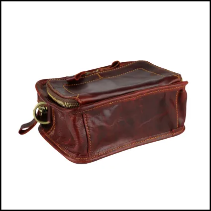 Genuine leather waist crossbody bag for men