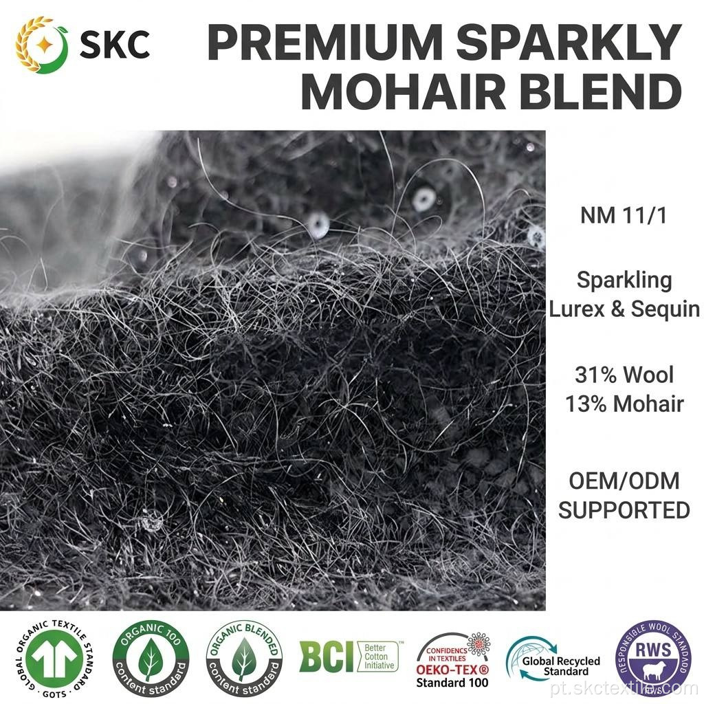 Luxo nm11/1 eco-friendly anti-pilling mohair lã mistura fio tingido lurex lantejoulas 31% lã 13% mohair moda designer suéteres