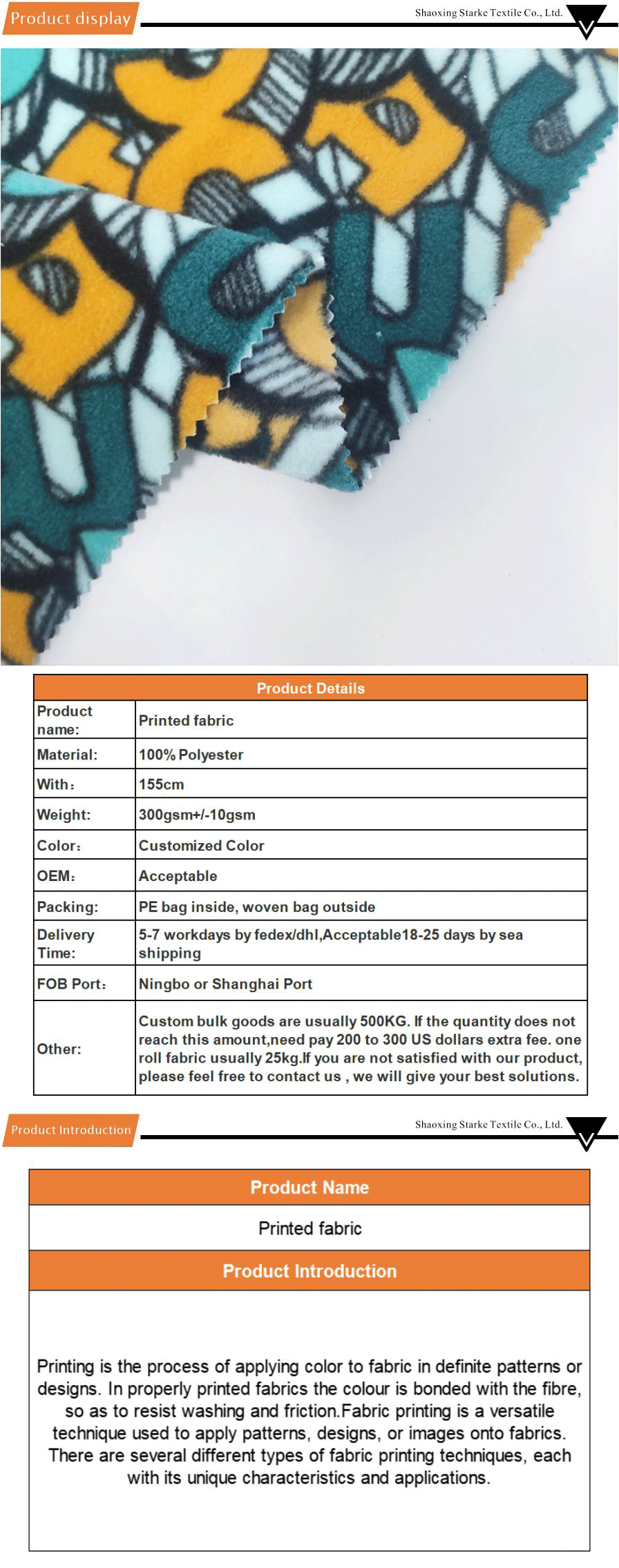 printed fabric for custom apparel