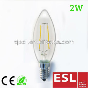 Hot New Product LED candle bulb 360 degree 2W E14 LED filament candle bulb/LED light Bulb/RoHS