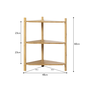 3‑Tier Natural Moso Bamboo Corner Shelf Unit