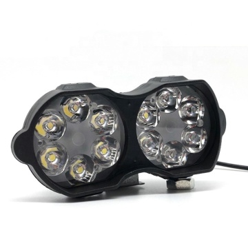 2 Lens Modified LED Motorcycle Headlight Driving Projector Lamps with 15 LEDs Spot Lights