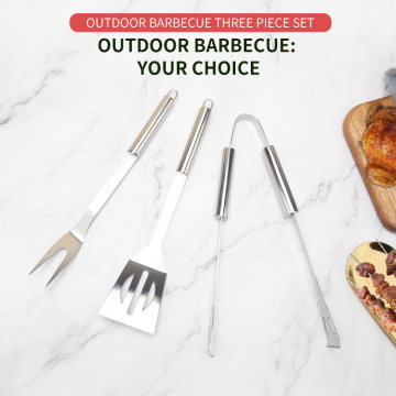 Hot-Selling 3Pcs BBQ Barbecue Tools Set Heat Resistance Outdoor Camping Grill Combo for Restaurants
