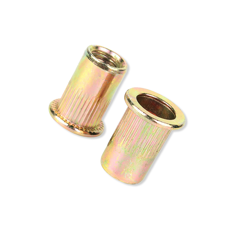 Flat head knurled riveted nuts