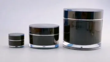 Black Classic Cylindrical Acrylic Face Cream Jar Cosmetic