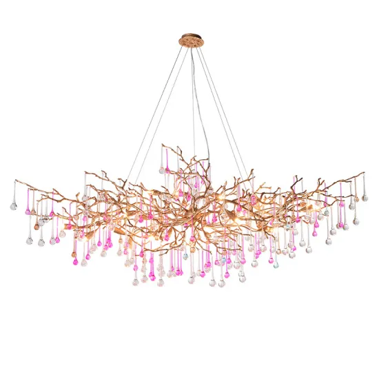Copper Modern Brass Luxury Glass Crystal Handmade Home Decor Chandelier