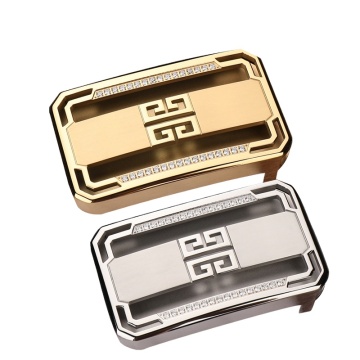 Stainless Steel Diamond 4D Custom Metal Belt Buckle for Men - Gold, Free Size