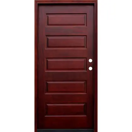 5 Lite Mist Lite Stained Mahogany Wood Prehung Front Door