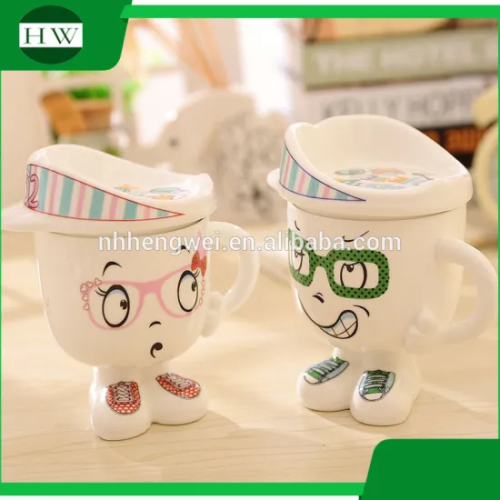 Cartoon Ceramic Coffee Cup Mug with Hat Lid