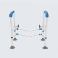 Tool free installation height adjustable toilet safety frame