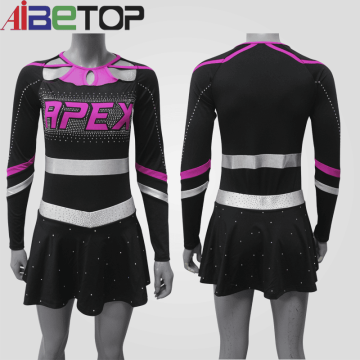 Uniformes rosa de torcida para roupas de alegria das meninas
