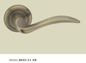 BA03-33 AB brass door handle on rose